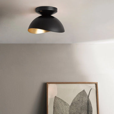 Nova Luna Bella Flush Mount, Matte Black and Gold Leaf, photo 2