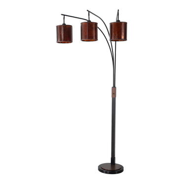 Nova of California Layers Natural Mica 3 Light Arc Floor Lamp 86 Charcoal Gray Gunmetal