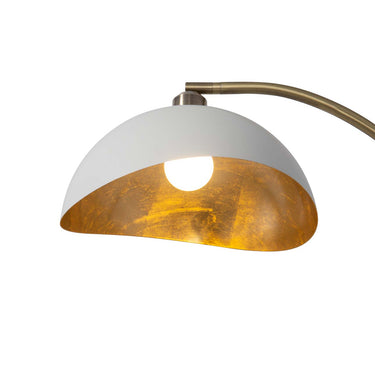 Nova of California Luna Bella Chairside Arc Floor Lamp 60 Weathered Brass Matte White Gold Leaf Shade