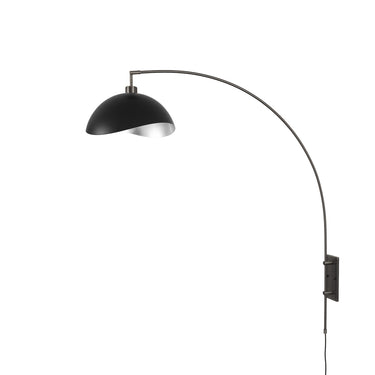 Nova Luna Bella Wall-Mounted Arc Lamp in Matte Black/Silver shade, Black Nickel body, photo 6