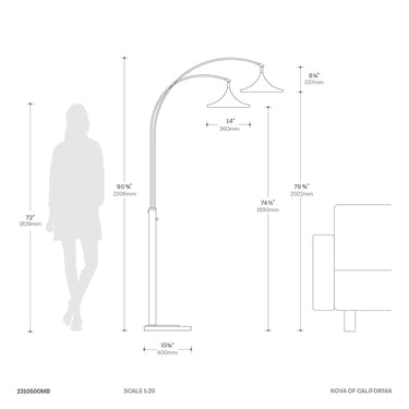 Nova Lodi 3-Light Arc Floor Lamp, photo 7