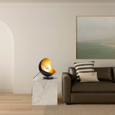 Nova of California Luna Bella Accent Table Lamp Black Gold Leaf Shade Weathered Brass Black