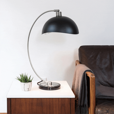 Nova of California Luna Bella Table Lamp 27 Antique Nickel Matte Black Silver Leaf Shade