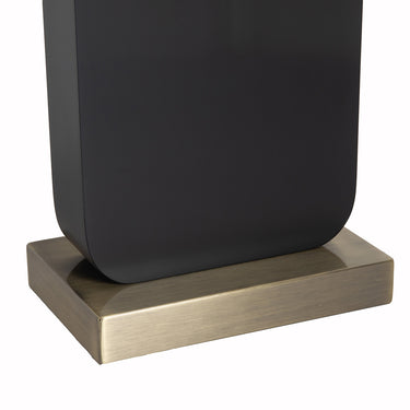 Nova of California Laurel Table Lamp Ebony Wood Weathered Brass White Linen Shade