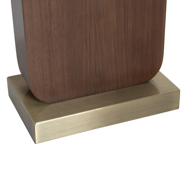 Nova of California Laurel Table Lamp Dark Walnut Wood Weathered Brass White Linen Shade