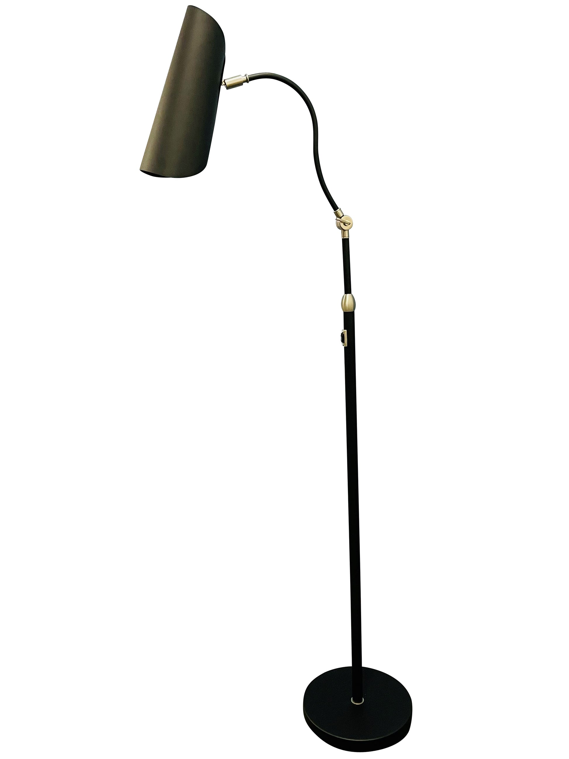 House of Troy Logan Black/Satin Nickel Floor Lamp with rolled shade L300-BLKSN