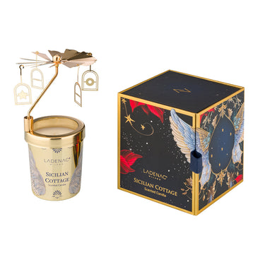 Ladenac Sicilian Cottage 75 g candle with carousel – candle and carousel beside the gift box