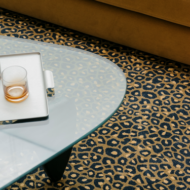 Leopard Round wool rug in Green, full view