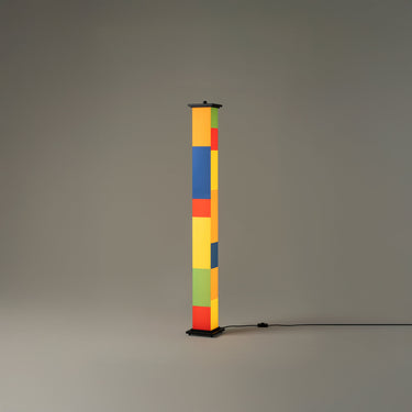 La Bella Durmiente Floor Lamp by Santa & Cole with colorful printed shade