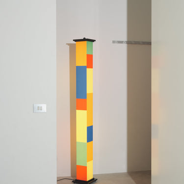 Designer Spanish floor lamp with Giclée printed shade by Santa & Cole
