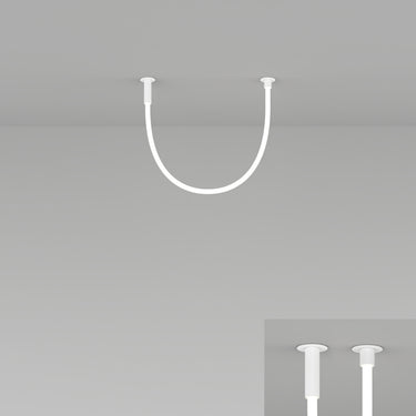 Artemide La Linea LED ceiling light in white, flexible linear tube design by BIG, 3000K modern architectural lighting
