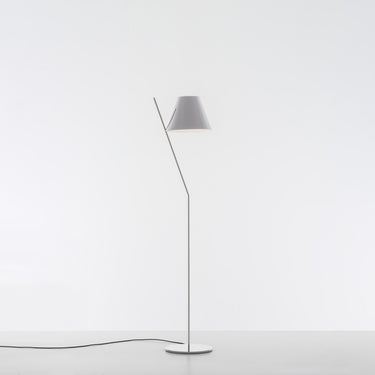 Italian-made Artemide La Petite Floor Lamp:  Elegant and modern with a unique tilted design - White finish