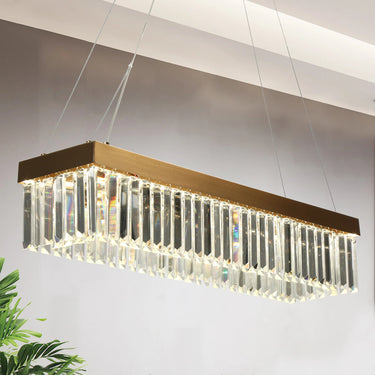 Rectangular crystal pendant light for dining room