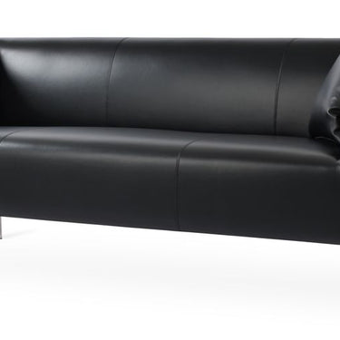 Contemporary Laguna sofa in black Italian leatherette with steel base for living room or office