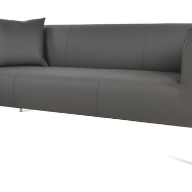 Modern grey leatherette sofa with steel base Laguna design for home, office, or hotel lounge