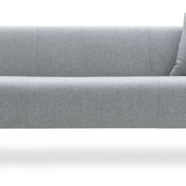 Contemporary Laguna sofa in dark silver camira wool fabric with sleek steel base for living room or office