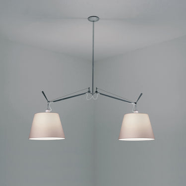 Bulb, · 2×150W max 12" Shade · Parchment Standard – Tolomeo Double Shade Pendant Light studio photo