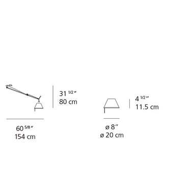 Line drawing with measurements – Tolomeo Off Center Pendant Light