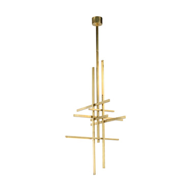 Hand rubbed antique brass Cityscape pendant, 2700K warm LED, geometric design