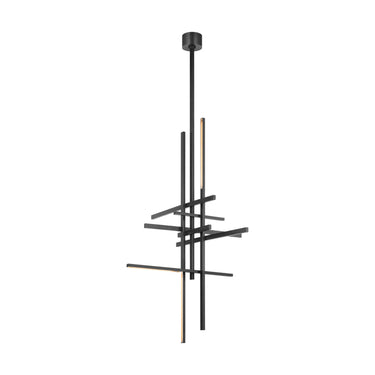 Bronze finish Cityscape LED pendant, rotatable crystal shades, 2700K warm white