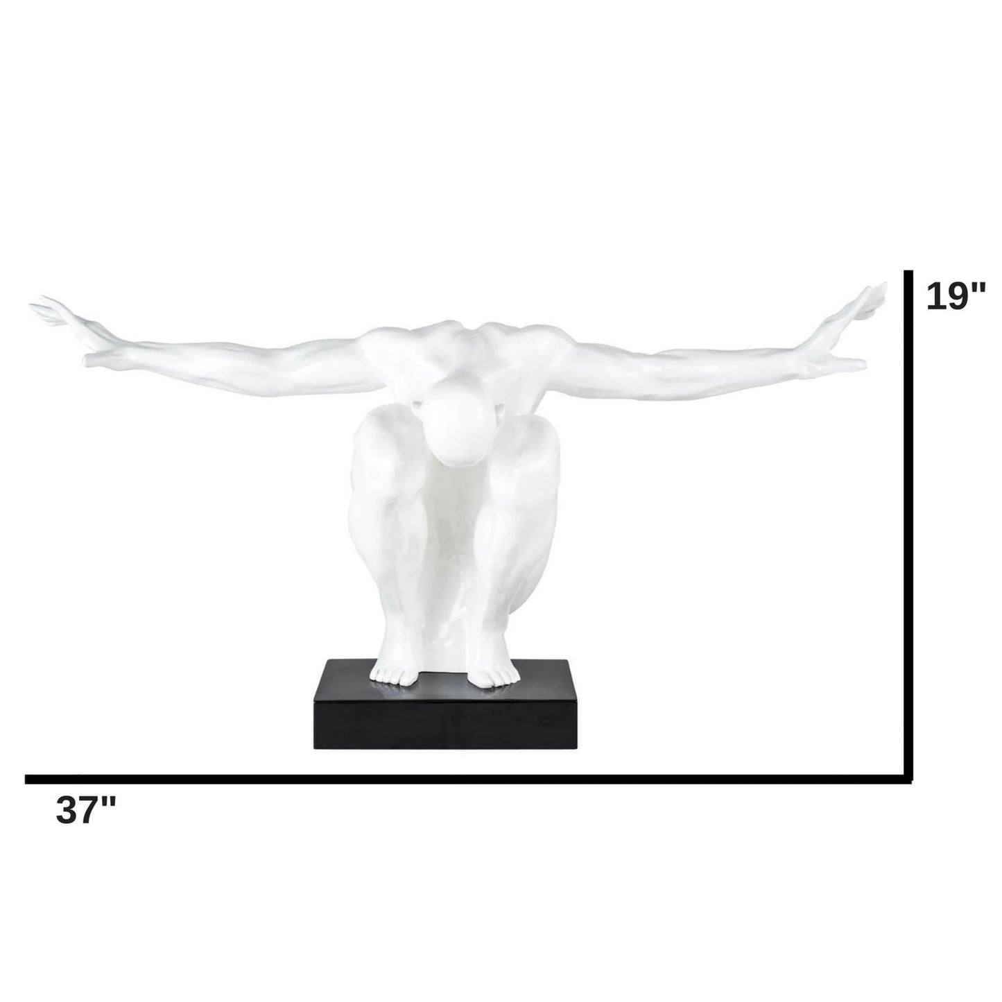 Finesse Decor White Saluting Man Resin Sculpture - Large 7