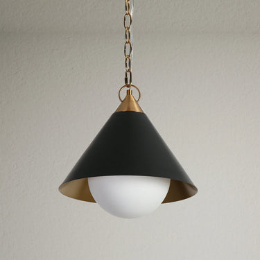Modern Cone Pendant Light Black and Gold 12 inch Libbaconion