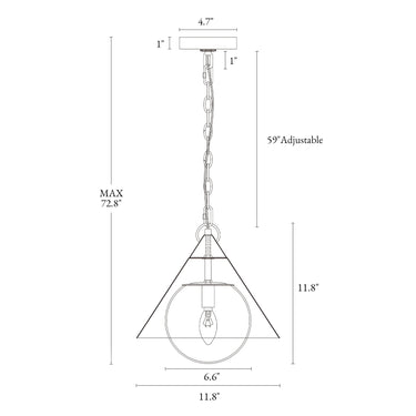 Gold and Black Cone Pendant Light by Libbaconion HA05166 - Diagram