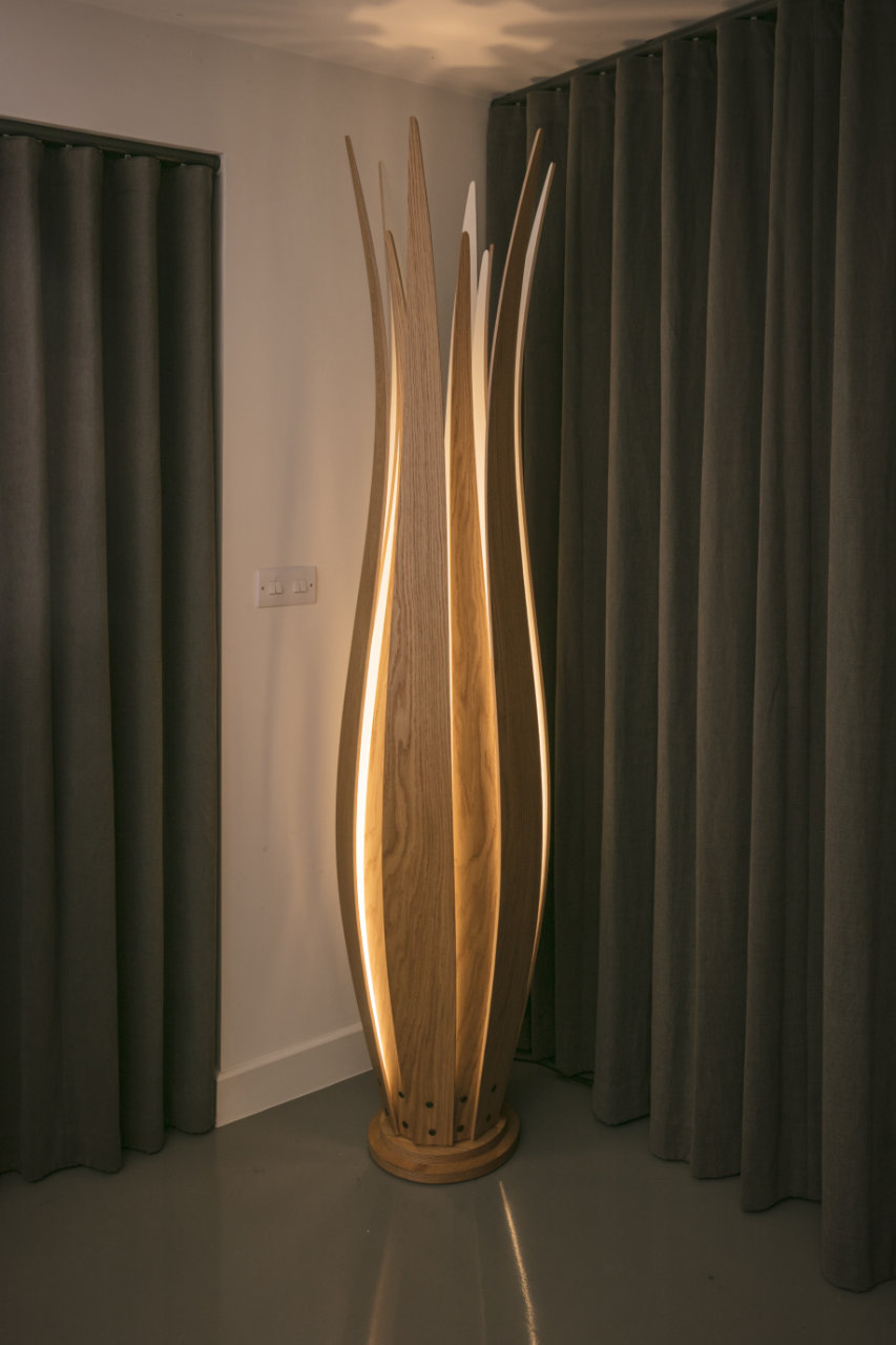 Elegant Walnut Lily Lamp