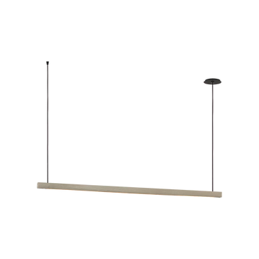 Modern 60 inch linear chandelier with concrete finish and warm LED light