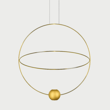 Lodes Elara designer pendant lamp with gold finish and adjustable dual metal rings in gold finish