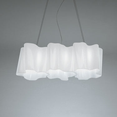 Hand-blown milky white glass LED pendant by Artemide Logico.