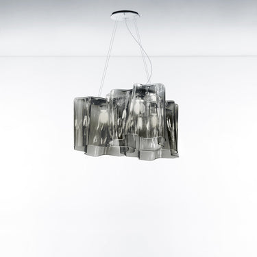 Smoky grey Logico nested suspension light, ambient dimmable LED fixture. 