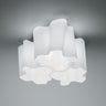 Artemide Logico Mini Triple Nested Ceiling Fixture Featuring Italian Design and Decorative Hand-Blown Glass Milky White