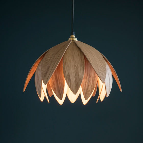 Sustainable Lotus Bud Pendant Light by MacMaster Design