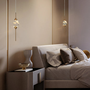 Gold Mini Pendant Light, Glam Style, LED - Bedside Decorative Light