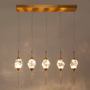 Modern Gold Pendant Light with Crystal Accents
