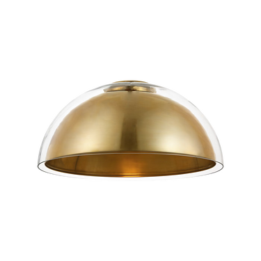 Visual Comfort Lusi 24 brass flush mount with warm LED ceiling lighting