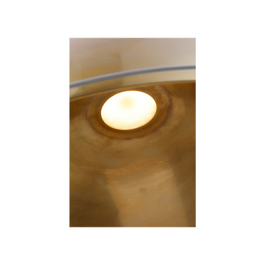 Modern brass ceiling light with glass diffuser and low-profile design