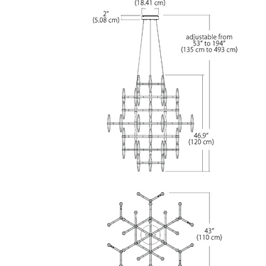 Satin Nickel Modern Chandelier for Dining Room Lighting, 7-Tier Elegant 43" Contemporary Chandelier
