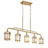 Lyngearary Linear 6 Modern Brass Pendant Light in Dining Room