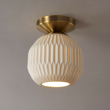 Nova of California Moraga Bone Porcelain Semi Flush Mount Ceiling Light Weathered Brass