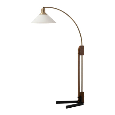 Nova of California Melmar Chairside Arc Floor Lamp Weathered Brass Walnut