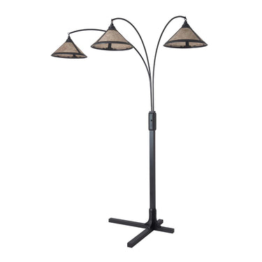 Nova of California Natural Mica 3 Light Arc Floor Lamp 86 Charcoal Gray Wood Gunmetal Silver Mineral Mica