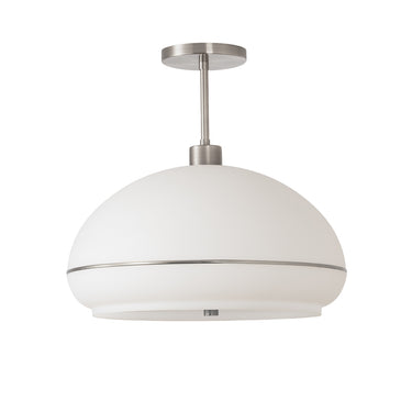 Nova Morelli Semi Flush Mount in White with Satin Nickel Stripe shade, Satin Nickel body, Satin Nickel base, photo 7