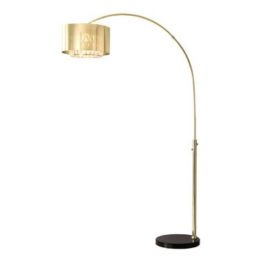 Nova of California Marilyn Arc Floor Lamp 94 Weathered Brass Mylar Crystal Shades Rotary