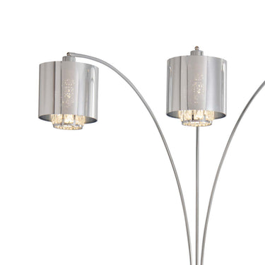 Nova of California Marilyn 3 Light Arc Floor Lamp 90 Polished Chrome Mylar Crystal Shade