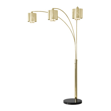 Nova of California Marilyn 3 Light Arc Floor Lamp 90 Weathered Brass Mylar Crystal Shade