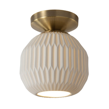 Nova of California Moraga Bone Porcelain Semi Flush Mount Ceiling Light Weathered Brass