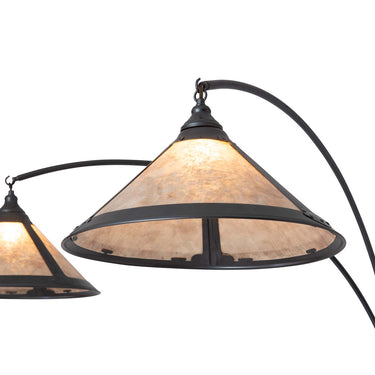 Nova of California Natural Mica 3 Light Arc Floor Lamp 86 Charcoal Gray Wood Gunmetal Silver Mineral Mica