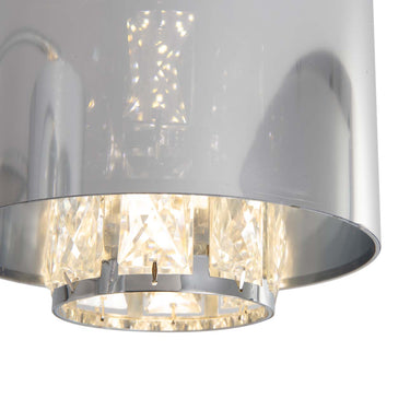 Nova of California Marilyn 3 Light Arc Floor Lamp 90 Polished Chrome Mylar Crystal Shade